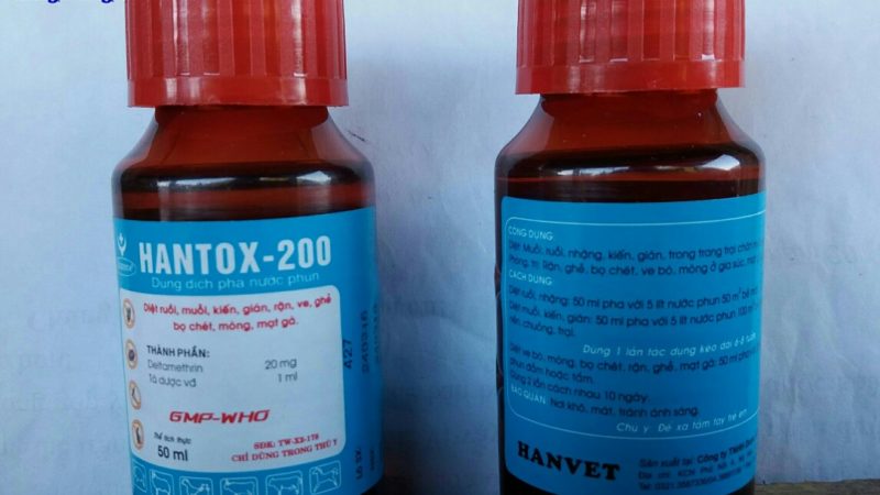 HANTOX-200: Thuốc diệt ruồi, muỗi, ve, ghẻ, bọ chét